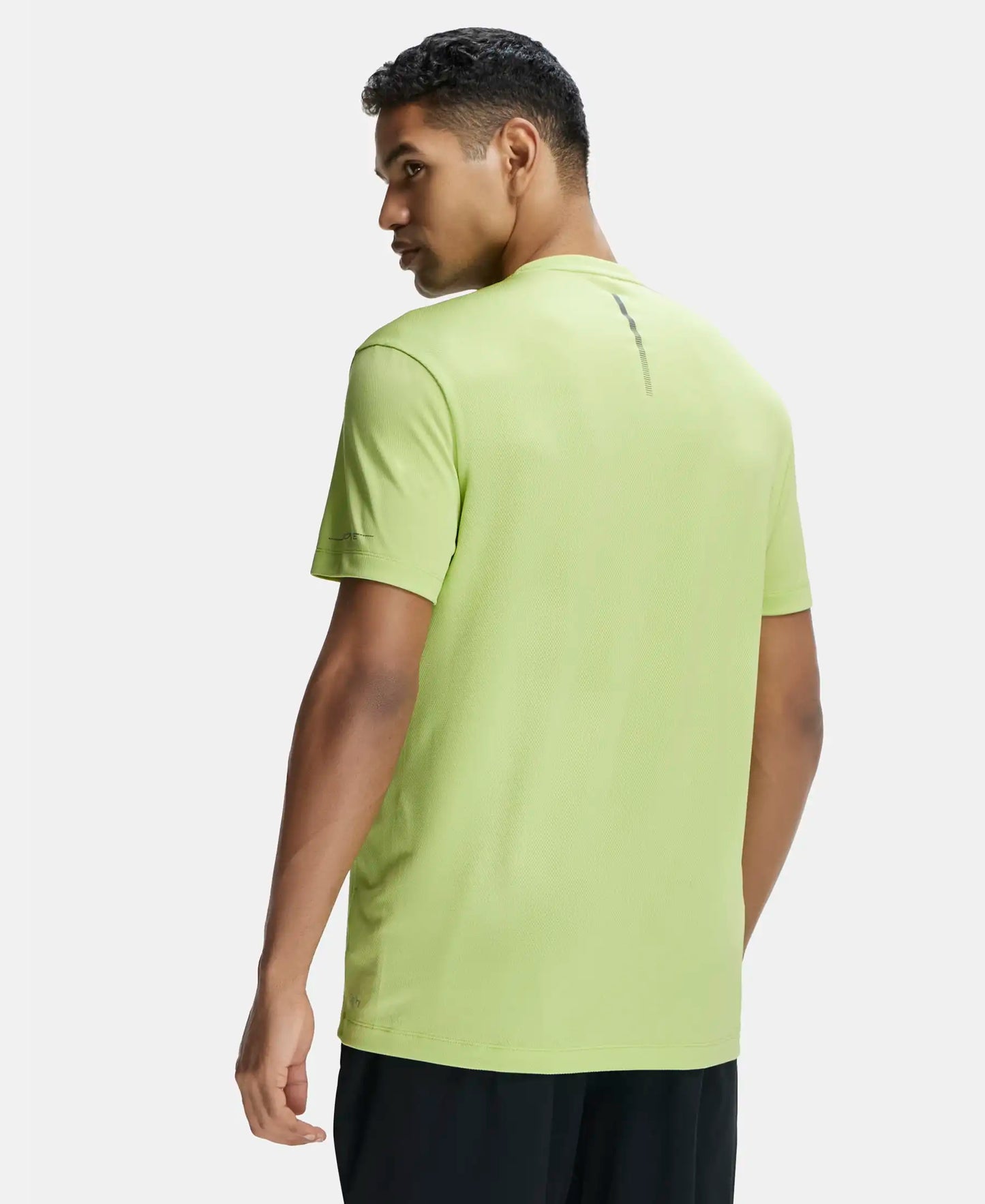 Recycled Microfiber Elastane Stretch Half Sleeve Round Neck T-Shirt with Breathable Mesh - Green Glow-3