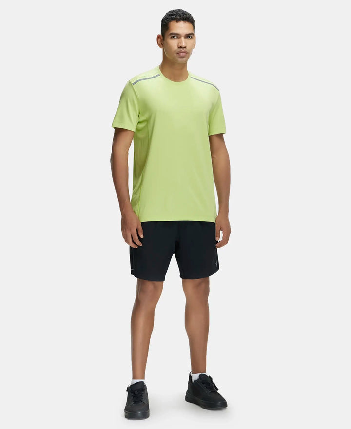Recycled Microfiber Elastane Stretch Half Sleeve Round Neck T-Shirt with Breathable Mesh - Green Glow-4