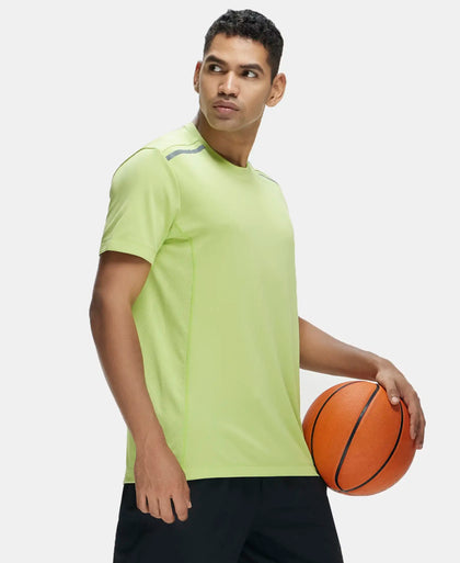 Recycled Microfiber Elastane Stretch Half Sleeve Round Neck T-Shirt with Breathable Mesh - Green Glow-5