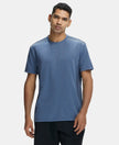 Recycled Microfiber Elastane Stretch Half Sleeve Round Neck T-Shirt with Breathable Mesh - Navy-1