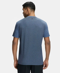 Recycled Microfiber Elastane Stretch Half Sleeve Round Neck T-Shirt with Breathable Mesh - Navy-3