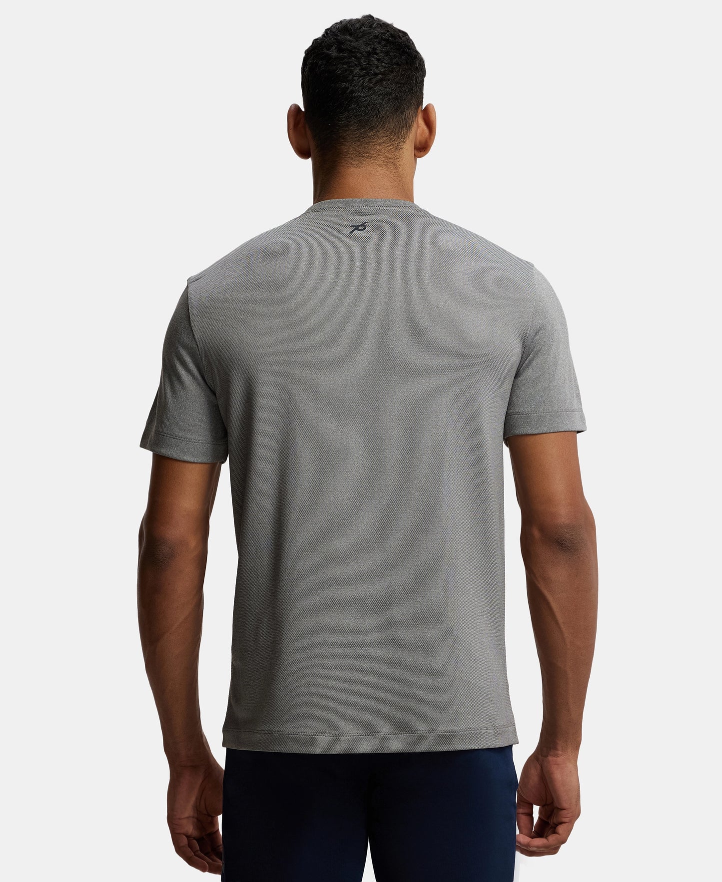 Recycled Microfiber Elastane Stretch Half Sleeve Round Neck T-Shirt with Breathable Mesh - Quiet Shade-3