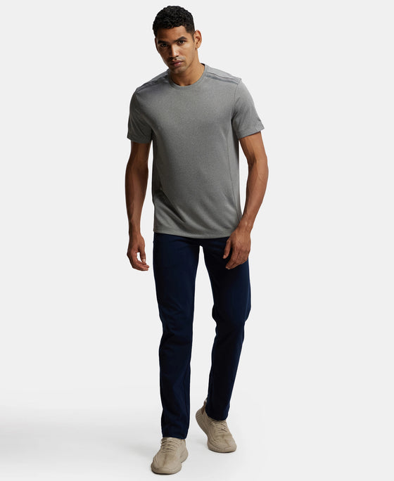 Recycled Microfiber Elastane Stretch Half Sleeve Round Neck T-Shirt with Breathable Mesh - Quiet Shade-4