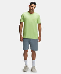 Recycled Microfiber Elastane Stretch Fabric Round Neck Half Sleeve Breathable Mesh T-Shirt - Green Glow-4