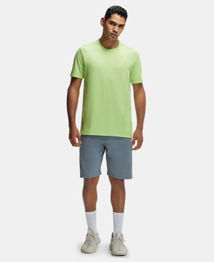 Recycled Microfiber Elastane Stretch Fabric Round Neck Half Sleeve Breathable Mesh T-Shirt - Green Glow-4