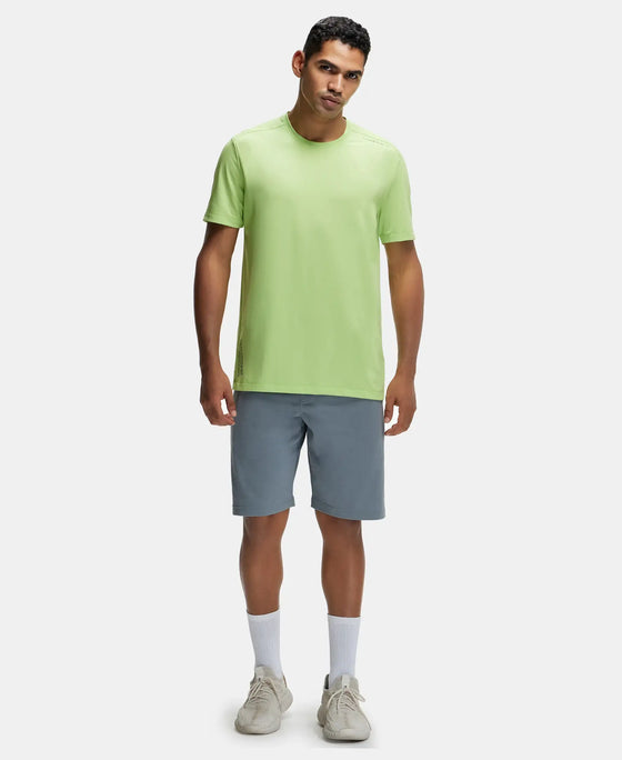 Recycled Microfiber Elastane Stretch Fabric Round Neck Half Sleeve Breathable Mesh T-Shirt - Green Glow-4