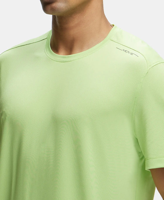 Recycled Microfiber Elastane Stretch Fabric Round Neck Half Sleeve Breathable Mesh T-Shirt - Green Glow-6