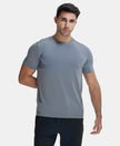 Recycled Microfiber Elastane Stretch Fabric Round Neck Half Sleeve Breathable Mesh T-Shirt - Quiet Shade-1