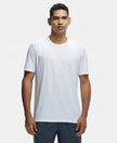 Recycled Microfiber Elastane Stretch Fabric Round Neck Half Sleeve Breathable Mesh T-Shirt - White-1