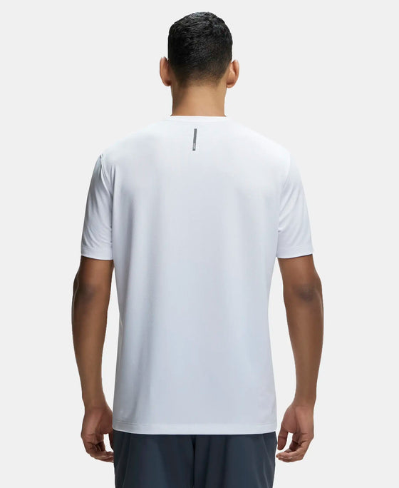 Recycled Microfiber Elastane Stretch Fabric Round Neck Half Sleeve Breathable Mesh T-Shirt - White-3