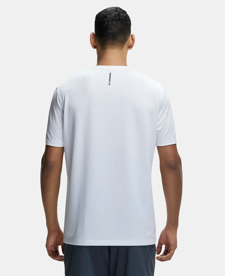 Recycled Microfiber Elastane Stretch Fabric Round Neck Half Sleeve Breathable Mesh T-Shirt - White-3