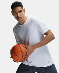 Recycled Microfiber Elastane Stretch Fabric Round Neck Half Sleeve Breathable Mesh T-Shirt - White-5