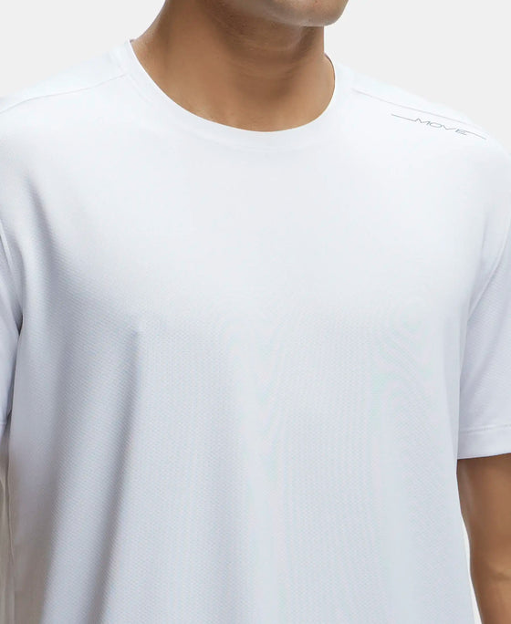 Recycled Microfiber Elastane Stretch Fabric Round Neck Half Sleeve Breathable Mesh T-Shirt - White-6