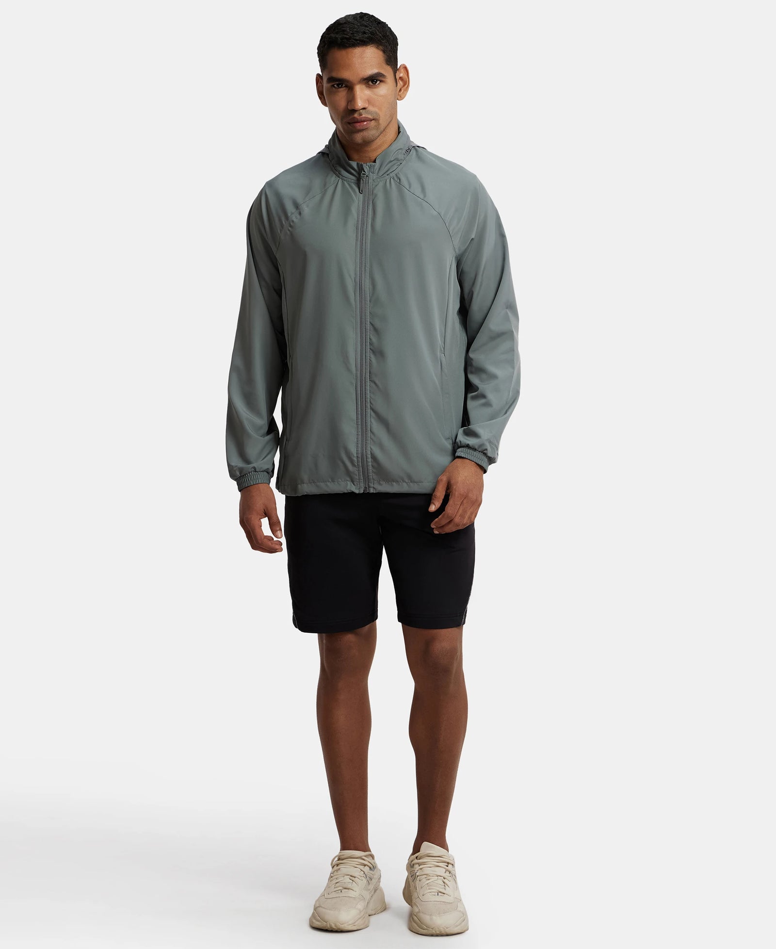 Microfiber Water Resistant Convertible Hoodie Jacket - Quiet Shade-4