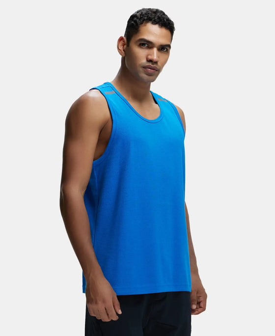Super Combed Cotton Rich Solid Performance Tank Top With Breathable Mesh - Neon Blue-2
