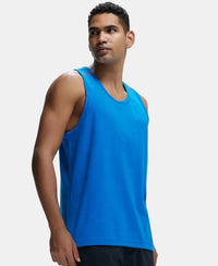 Super Combed Cotton Rich Solid Performance Tank Top With Breathable Mesh - Neon Blue-5