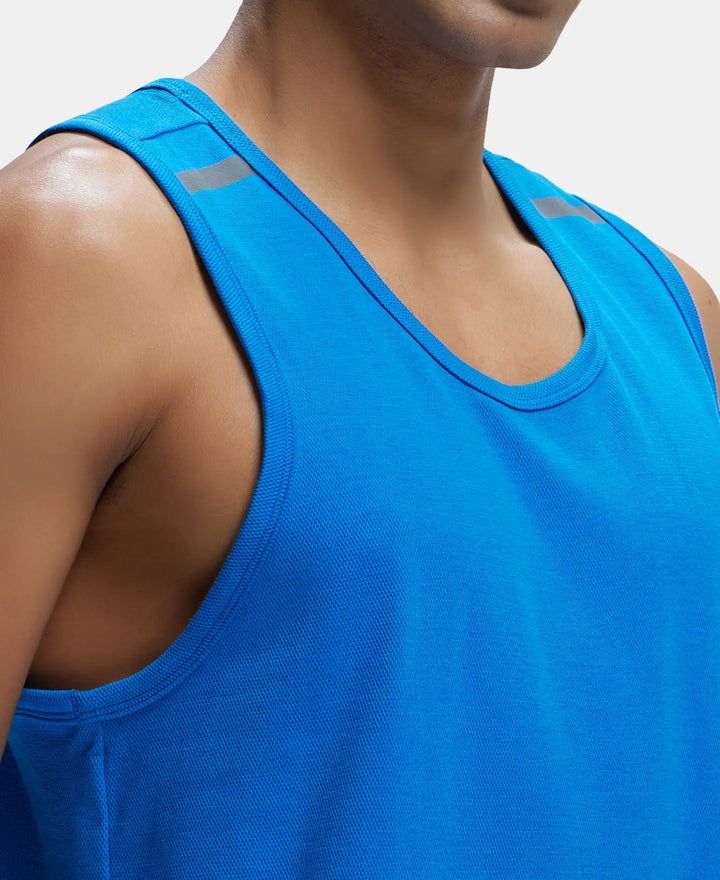 Super Combed Cotton Rich Solid Performance Tank Top With Breathable Mesh - Neon Blue-6