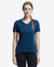 Microfiber Fabric Relaxed Fit Solid V Neck Half Sleeve Performance T-Shirt - Cosmic Sapphire-1