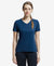 Microfiber Fabric Relaxed Fit Solid V Neck Half Sleeve Performance T-Shirt - Cosmic Sapphire-1