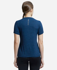 Microfiber Fabric Relaxed Fit Solid V Neck Half Sleeve Performance T-Shirt - Cosmic Sapphire-3