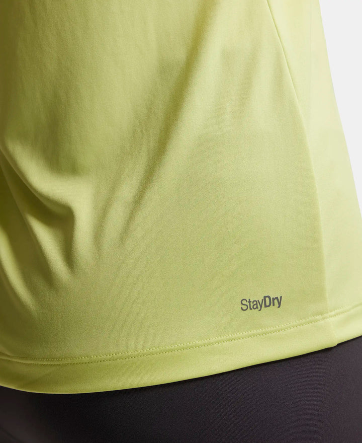 Microfiber Fabric Relaxed Fit Solid V Neck Half Sleeve Performance T-Shirt - Daiquiri Green-9