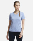 Microfiber Fabric Relaxed Fit Solid V Neck Half Sleeve Performance T-Shirt - Eventide-1