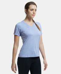 Microfiber Fabric Relaxed Fit Solid V Neck Half Sleeve Performance T-Shirt - Eventide-2