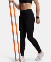 Microfiber Elastane Performance Leggings with Broad Waistband - Black-5