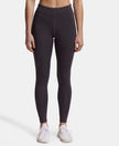 Microfiber Elastane Performance Leggings with Broad Waistband - Forged Iron-1