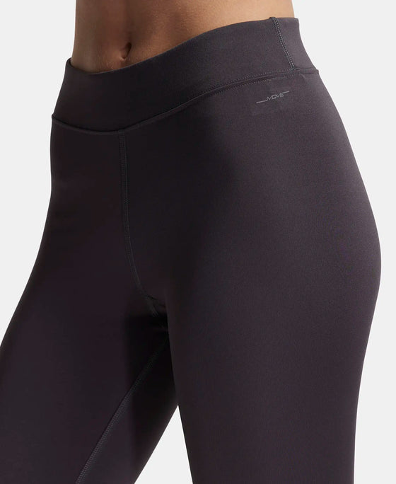 Microfiber Elastane Performance Leggings with Broad Waistband - Forged Iron-7