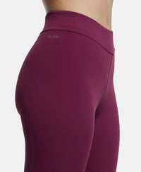 Microfiber Elastane Performance Leggings with Broad Waistband - Grape Wine-7