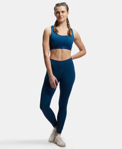 Microfiber Elastane Performance Leggings with Broad Waistband - Poseidon-4