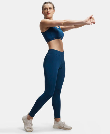 Microfiber Elastane Performance Leggings with Broad Waistband - Poseidon-6