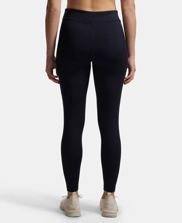 Microfiber Elastane Performance Leggings with Broad Waistband - Sky Captain-3
