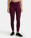 Microfiber Elastane Performance Leggings with Broad Waistband - Wine Tasting-1