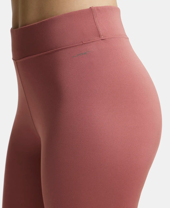 Microfiber Elastane Performance Leggings with Broad Waistband - Withered Rose-7