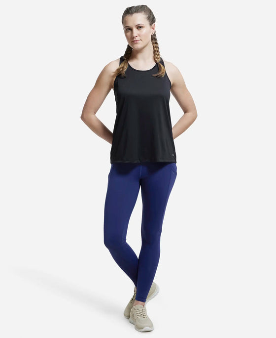 Microfiber Fabric Graphic Printed Racerback Styled Tank Top - Black-4
