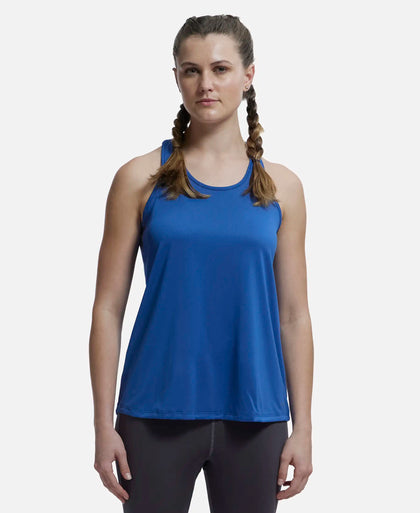 Microfiber Fabric Graphic Printed Racerback Styled Tank Top - Bright Cobalt-1