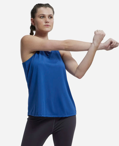 Microfiber Fabric Graphic Printed Racerback Styled Tank Top - Bright Cobalt-5