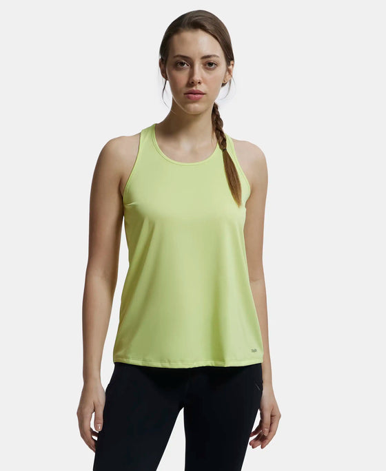 Microfiber Fabric Graphic Printed Racerback Styled Tank Top - Daiquiri Green-1