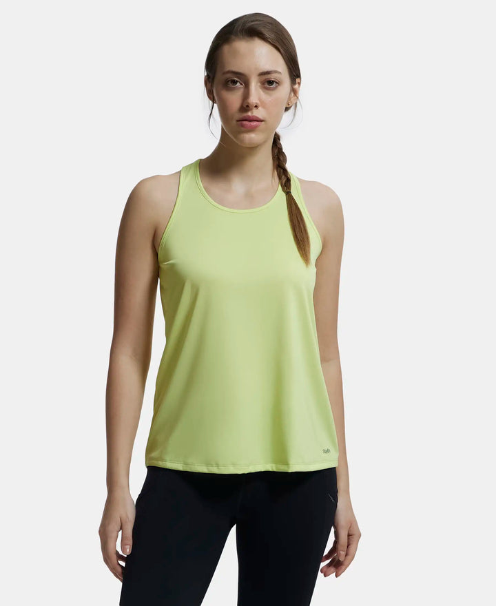 Microfiber Fabric Graphic Printed Racerback Styled Tank Top - Daiquiri Green-1