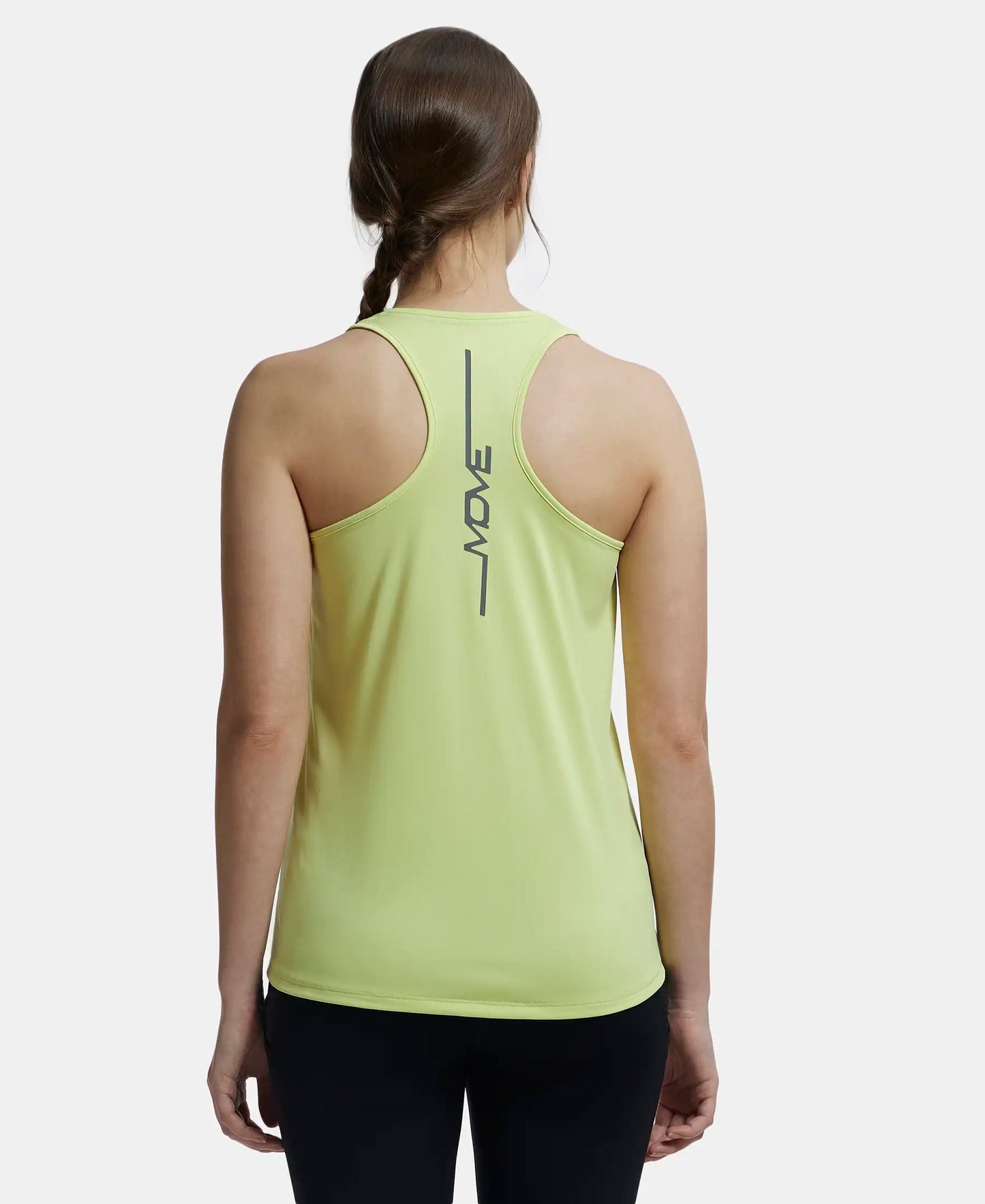 Microfiber Fabric Graphic Printed Racerback Styled Tank Top - Daiquiri Green-3