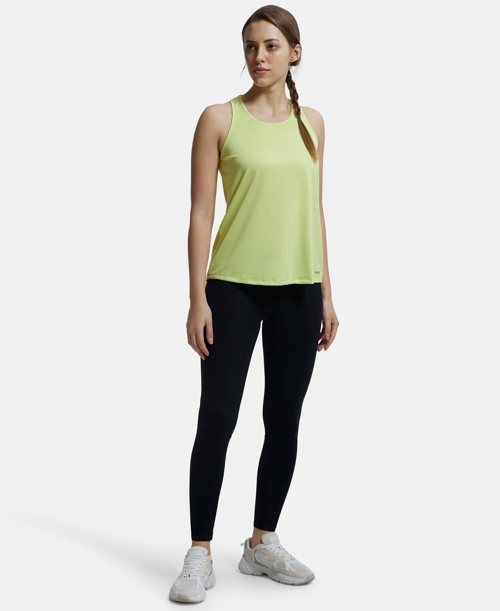 Microfiber Fabric Graphic Printed Racerback Styled Tank Top - Daiquiri Green-4