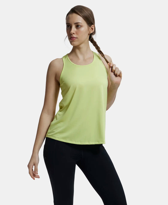 Microfiber Fabric Graphic Printed Racerback Styled Tank Top - Daiquiri Green-6