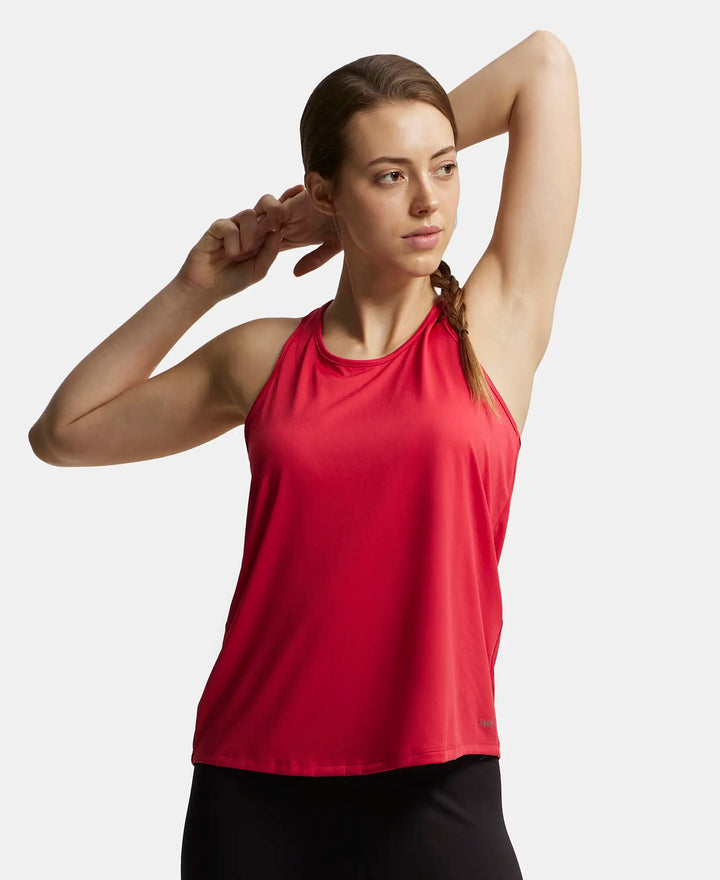 Microfiber Fabric Graphic Printed Racerback Styled Tank Top - Virtual Pink-5
