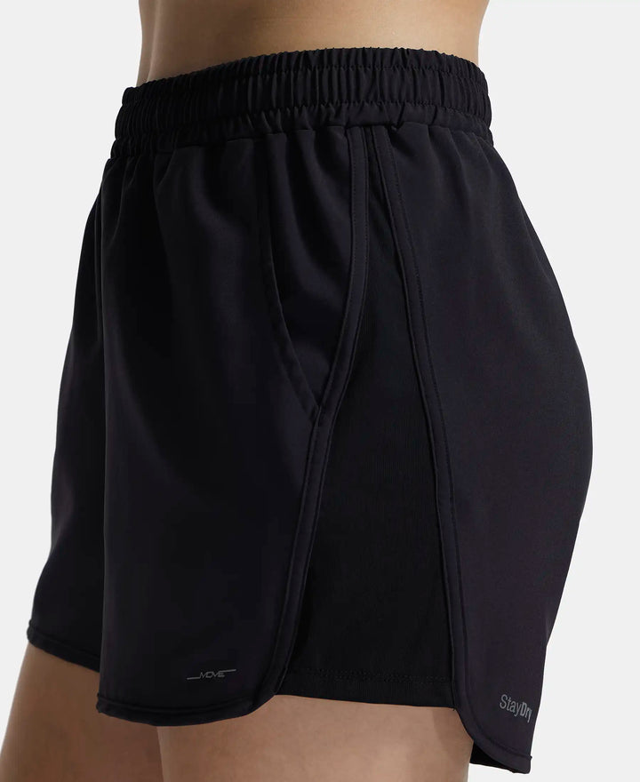 Lightweight Microfiber Fabric Straight Fit Shorts with Zipper Pockets - Black-7