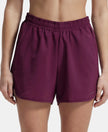Lightweight Microfiber Fabric Straight Fit Shorts with Zipper Pockets - Grape Wine-1