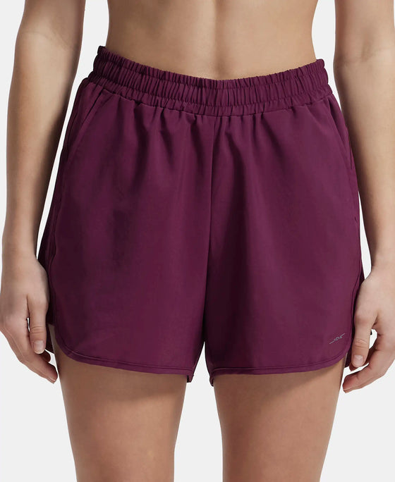 Lightweight Microfiber Fabric Straight Fit Shorts with Zipper Pockets - Grape Wine-1