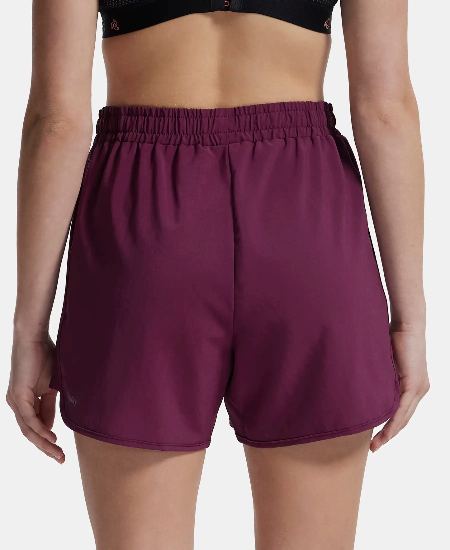Lightweight Microfiber Fabric Straight Fit Shorts with Zipper Pockets - Grape Wine-3