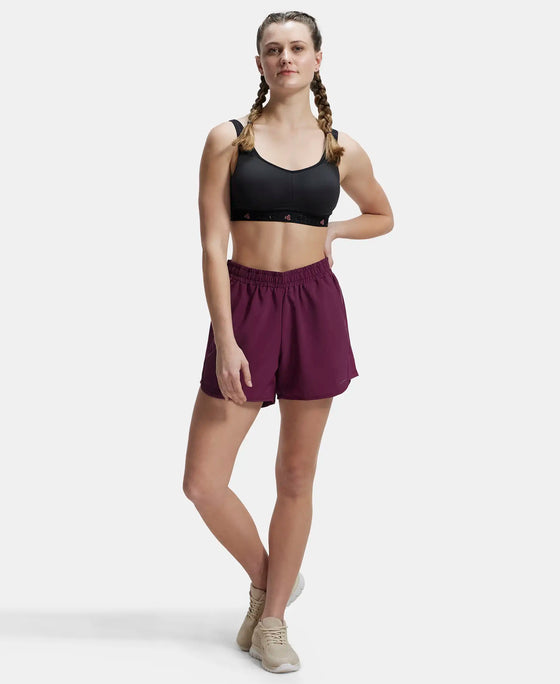 Lightweight Microfiber Fabric Straight Fit Shorts with Zipper Pockets - Grape Wine-4